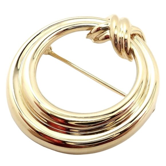 Authentic! Tiffany & Co 18k Yellow Gold Large X and O Open Circle Pin Brooch - Picture 1 of 9